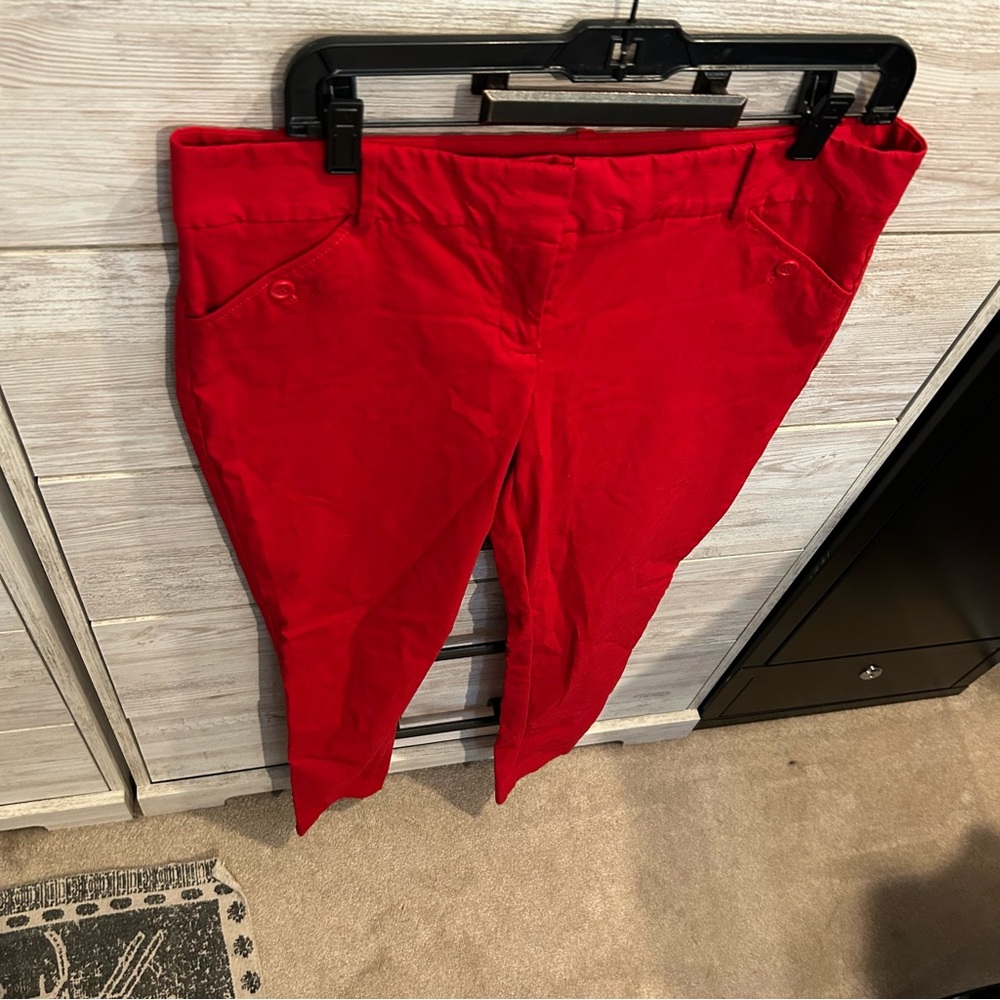 The Limited bright red Exact Stretch Trouser Pants Size 12 - Picture 2 of 5